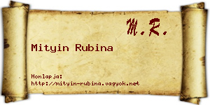 Mityin Rubina névjegykártya